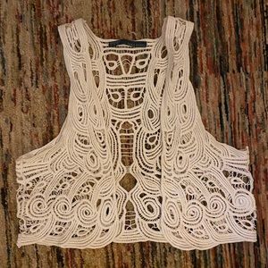 Zara Boho Cotton Lace Vest L
